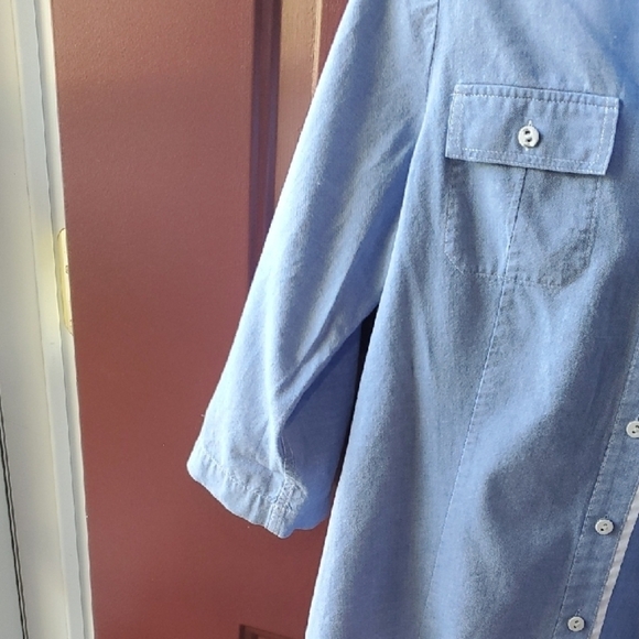 Lafayette 148 New York Blue Mandarin Collar Blouse - Picture 7 of 11